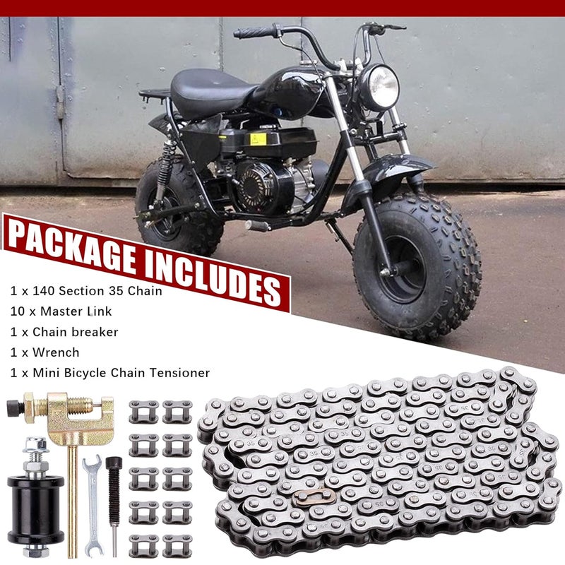 Kuiuk 35 Chain 140 Links Mini Bike Chain Tensioner fit for Coleman CT100U CC100X Predator 212cc 79cc 97cc 100cc Baja Doodle Bug DB30 Motovox MBX10 MBX11 Mega Moto MM-B80 105cc Mini Bike Go Kart Parts - Image 3